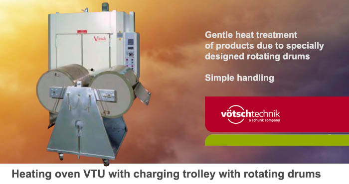 Heating oven VTU with charging trolley with rotating drums