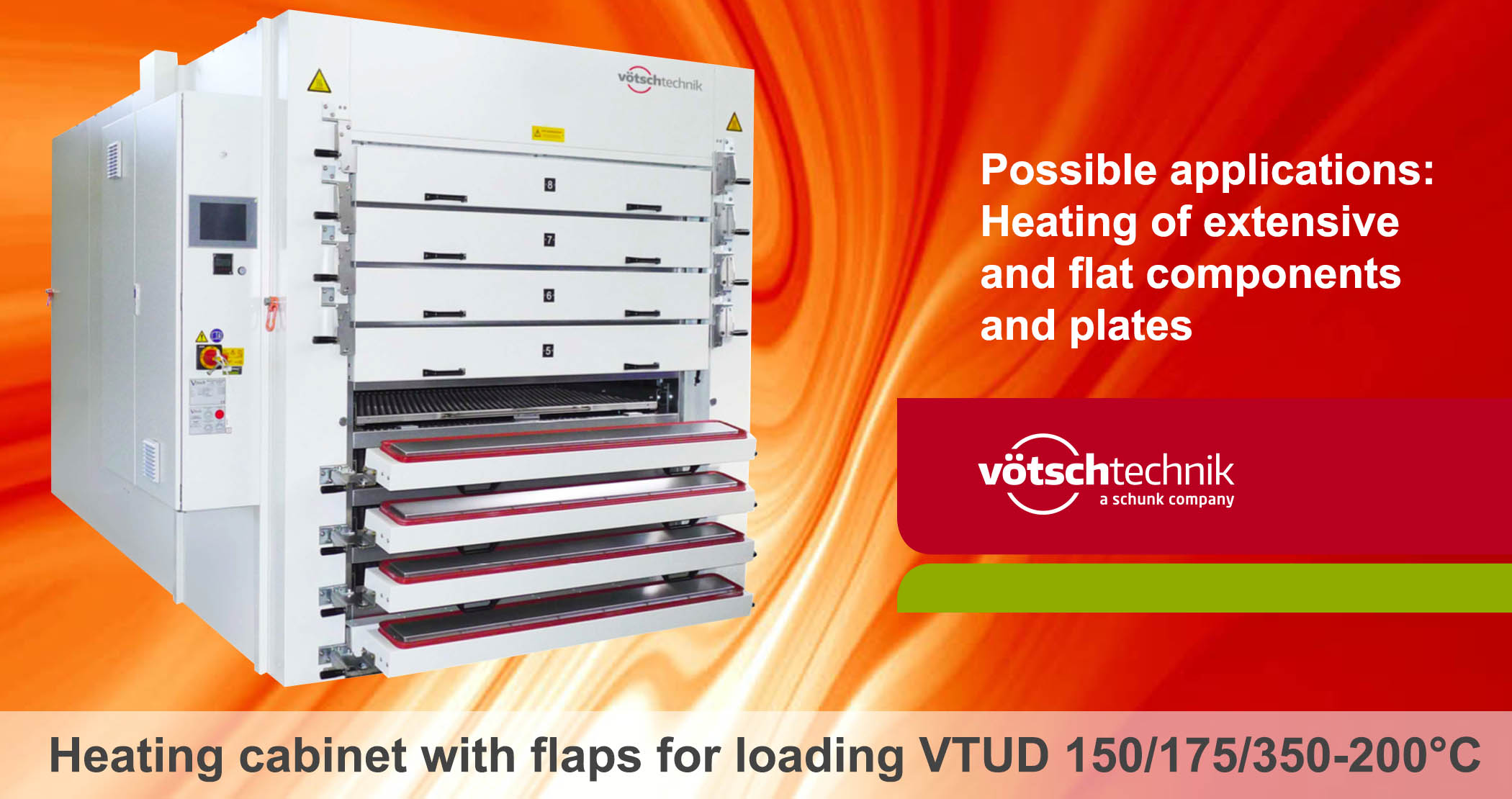 Heating cabinet with flaps for loading VTUD