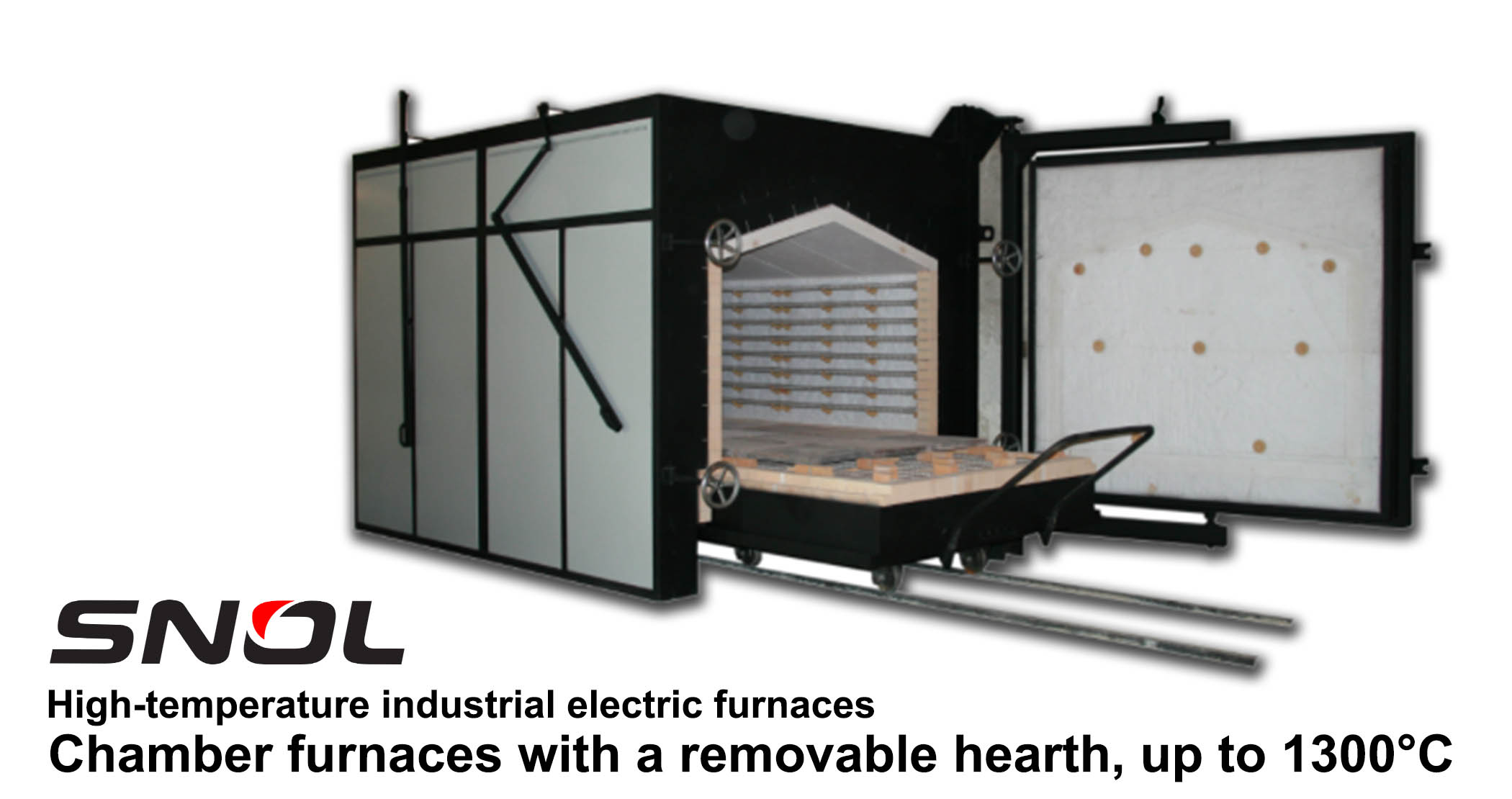 High-temperature industrial chamber furnaces with a removable hearth